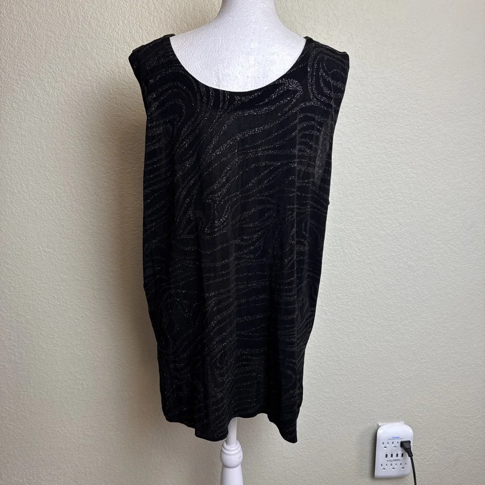 ATCC A Touch Of Class Sparkly Black Swirl Tank Tunic Top Plus‎ 2X/3X